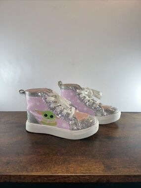 Toddler Girl Grogu “Baby Yoda” Pink High Top Lace Up Sneaker Size 11. Worn 1x!